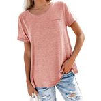 PRJN Kadın kısa kollu tişört, kadın beyzbol tişörtü, kısa kollu, yuvarlak yaka, gömlek, bol bluz, tişört, kazak, sweatshirt, kadın kısa kollu tişört, üst, büyük beden, F-pembe, L
