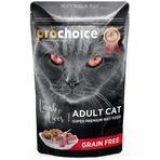 Pro Choice 85 gr Pouch Jöle İçinde Kuzulu ve Ciğerli Tahılsız Yaş Kedi Maması