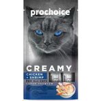 Pro Choice Creamy Tavuklu ve Karidesli Krema Sıvı 4x15 gr Kedi Ödülü