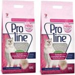 Pro Line 2x10 lt Bebek Pudrası Kokulu İnce Taneli Bentonit Topaklanan Kedi Kumu