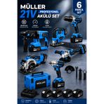 Pro Müller Alman Kömürsüz Motor 6'lı Profesyonel Set Kırıcı Delici Somun Sıkma Taşlama Makinesi Matkap Dekupaj Sunta Kesme