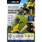 Pro Müller Alman Pro 21 V 5 Ah Teleskopik Uzatmalı Kömürsüz Turbo Motor Çift Akülü Ot Çalı Biçme Tırpanı