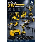 Pro Müller Alman Yeni Nesil Kömürsüz Motor 6'lı Profesyonel Set Kırıcı Delici Somun Sıkma Taşlama Makinesi Matkap Dekupaj Sunta Kesme