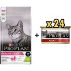 Pro Plan Delicate Kuzulu 1.5 kg Yetişkin Kedi Maması + 24x85 gr Adult Tavuk Etli Yetişkin Kedi Konservesi