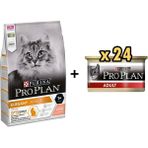 Pro Plan Elegant Somonlu 3 kg Yetişkin Kedi Maması + 24x85 gr Adult Tavuk Etli Yetişkin Kedi Konservesi