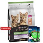 Pro Plan Kitten Sterilised Somonlu Kısırlaştırılmış Yavru Kedi Maması 3 Kg + 2 Adet Felix Party Mix Ödül