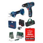 Pro Pruner Akülü Şarjlı Dal Budama Makası Ağaç Kesme Testeresi Makinası + Gsr 120 Li Akülü Vidalama