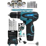 Pro-Xxc-Line 58 Vf 5 Ah Çift Akülü Metal Şanzıman 24 Parça Akülü Vidalama Şarjlı Matkap Powerblack