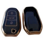 Proace Rifter Berlingo Combo Ds Uyumlu Smart Kumanda Anahtar Kılıfı Oto Anahtarlık Siyah Gold
