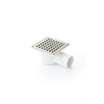 Proalet Kare Yer Süzgeci, 10x10 cm Paslanmaz Üst Yüzey, Yandan Çıkışlı, Oynar Başlıklı, Koku Yapmaz, Kolay Temizlik, Asit Dayanımı, Su Kaçırmaz İtalyan Conta, Uzun Ömürlü, Yer Drenaj Izgara (⌀ 50 mm)