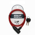 Proalet Yedek Anahtarlı Bisiklet Kilidi, Çelik Halatlı, PVC Kaplamalı Dayanıklı Kilit, Motor, Bebek Arabası ve Seyyar Araba İçin Uygun Güvenlik Kilidi (80 CM)