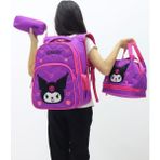 Probag Kuromi Tasarımlı Kız Çocuk 3’lü Okul Çanta Seti Sırt Çantası Termal Beslenme Çantası Kalemlik - 3'lü Paket - Mor