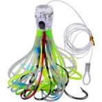 Proberos Maket Balık Deniz Balıkçılığı Ahtapot 3D Gözler Balık Yemi Wobler - 70 gr, 17 cm, hook 6/0# - Açık Yeşil