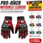 Probiker Eldiven Tam Motosiklet Eldiveni Korumalı 1 Adet Anahtarlık Hediyeli - XL - Kırmızı - Siyah