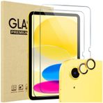 ProCase iPad 10. Nesil için 2'li Paket Ekran Koruyucu + iPad Renkleriyle Eşleşen 2'li Paket Kamera Lensi Koruyucu, iPad 10 10.9 2022 için Temperli Cam Film -Sarı