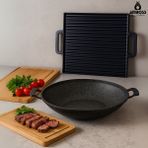 Prochef 2 Parça Döküm Izgara Gözleme Sac Tava - Siyah
