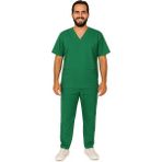 Prof Victory Erkek Scrubs Takımı – Çok Cepli, Likralı Doktor Hemşire Forması - Yeşil