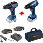 Professional Gsr 18V-50 + Gsr 180-LI 18V 2.0 Ah Çift Akülü Set Vidalama Şarjlı Matkap