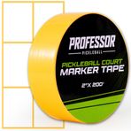 Professor Pickleball Mahkeme Bandı - Tam Boy Mahkeme Yapar - Dış Mekan Turşu İşaretleme Kiti - 5 cm x 200 FT, Geçici Mahkeme Hatları için Sarı Bant, Kalıntı Yok, Hızlı ve Kolay Uygulama