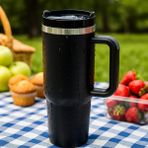 Profesyonel 304 Paslanmaz Çelik 4 Mevsim Sıcak ve Soğuk Çay Kahve Termosu Paslanmaz Çelik 1.2 Litre Termos Suluk Gezi Piknik Için Ev Iş Okul Spor Için X55 - Siyah