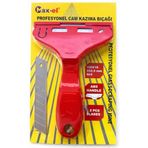Profesyonel Cam Kazıma Bıçağı, SK5 Çelik Keskin Uç, ABS Ergonomik Sap, 100x18 mm, 2 Yedek Bıçaklı Cam ve Yüzey Temizleme Aparatı