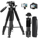 Profesyonel Kamera Tripodu, 175 Cm Uzunluğunda Tripod, 360 Derece Manevra, Metal Dayanıklı Gövde, Taşıma Çantalı, Kamera ve Telefon İle Uyumlu, Ev Ofis İş Yeri Kullanımına Uygun Kamera Tripodu
