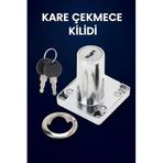 Profesyonel Kare Çekmece Kilidi, Nikel, Krom, 22 Mm, 4x4 Cm, 2 Anahtarlı, Yüksek Kaliteli, Güvenli Kilit, Dayanıklı, Ofis, Evrak Dolabı Uyumlu, Kolay Montaj, Mobilya Çekmece Kilidi