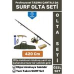 Profesyonel Kullanıma Hazır Şık Taşıma Çantası Hediyeli Balıkçı Hobi Tam Takım Surf Olta Seti 420 cm