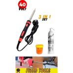 Profesyonel Lehim Makinesi Kalem Havya Lehim Teli Pastası 3ın1 set 40 Volt