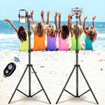 Profesyonel Metal 2 Metre Tüm Telefonlara Uyumlu Tripod Seti Facetime, Canlı Yayın, TikTok, Facebook, Youtube, Selfie Çekimleri Bluetooth Kumandalı 360 Derece Dönebilen Telefon Tutuculu Tripod Monopod