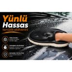Profesyonel Mikrofiber Yünlü Oto Yıkama Eldiveni Çiziksiz Hassas Temizlik Eldiveni Yumuşak Dokulu Detay Temizlik Iç Dış Kullanım - Siyah