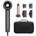 Profesyonel OBA-HY01PRO Saç Kurutma Makinesi, Fırçasız Motor 120.000 RPM, 1400 W, 5 Sıcaklık, Aksesuar Kitleri ve Seyahat Çantalı, Siyah