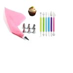 Profesyonel Pasta Süsleme Seti,18 Parça, Renkli Dekorasyon Marzipan Set Kalemi, Krema Sıkma Torbası, Spatula, Hamur Şekillendirici,Pasta Süsleme Araçları Trapez Spatula Pasta Aksesuarı Pasta Kiti