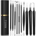 Profesyonel Pimple Popper Tool Kit, 10 adet siyah nokta çıkarıcı cımbız, sivilce giderme kiti, sivilce, komedon çıkarma aleti, sivilceleri temizlemek için