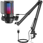 Profesyonel RGB Oyuncu Mikrofonu, Üst Düzey Pürüzsüz ve Net Ses Performansı, Otomatik Değişen RGB Işık, Akrobat Ayarlanabilir Masa Standı, Vlogger Yayıncı Podcast Gamer ve Canlı Yayınlar İçin Mikrofon