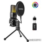 Profesyonel RGB Yayın,Stüdyo,Oyun Kablosuz Kondenser Mikrofon,ANC Gürültü Azaltma, 18 Saat Pil, Tripod ve Pop Filtre Dahil