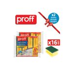 Proff Klasik Oluklu Bulaşık Süngeri 16 Adet (8'li 2 Paket)