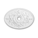 Profhome 156041 Oval Anıtsal Tavan Rozeti | 78,5 x 54,4 cm | Sert Poliüretan Yeni İmparatorluk Tarzı Madalyon | Lüks Avize Dekorasyonu, Boyamaya Hazır Beyaz