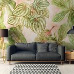 Profhome 382421-GU dokumasız duvar kağıdı Yeşil Pembe fotoğraf duvar kağıdı 0,53 m x 20,10 m / 10,39 m2