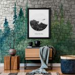Profhome 382451-GU Fotoğraf Duvar Kağıdı Tuğla Mat Yeşil Gri 3,71 m x 2,8 m