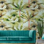 Profhome Orman Duvar Kağıdı 391831-GU Fotoğraf Duvar Kağıdı duvar Resmi Mavi kırmızı Kahverengi Çim Yeşil Pastel Turkuaz 0,53 m x 8,80 m / 4,45 m2