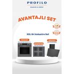 Profilo FXSA243F - OE36P9P10D - DVK6J479 Gri Xxl Fırınlı Buharlı Ankastre Set