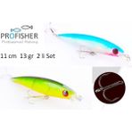 Profisher 13.0 g 11.0 cm 2 Renk Set Sert Sahte Yapay Balık Yem