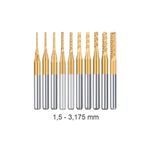 Profisher Titanyum Kaplı Tungsten Çelik CNC Freze PCB Kesici 1,5 - 3,1,75mm