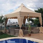 Progarden Bahçe Çadırı Kış Bahçesi Çardak Kameriye Katlanır Outdoor Tente Gölgelik Bahçe Çardağı 3x3 (Bej)