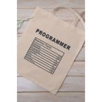 Programmer Nutrition Facts Yazılımcı Hediyelik Baskılı %100 Pamuklu Ham Bez Bej Çanta