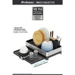 prohane INOX MASTER KD200 Kompakt Bulaşıklık | 304 Paslanmaz Çelik | Tezgah Üstü Bulaşık Kurutmalık, Sürgülü Su Tahliye Tepsili, Çatal Kaşık Bölmeli
