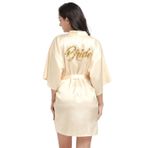 Prohonbec Bayan saten kimono gelin bornozu, altın parıltılı, kemer, düğün partisi, gelin günü için sabahlık, Şampanya - Gelin, XXL