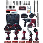 Prohummer Daflong DFL286 Profesyonel Akülü 6lı Set - 80NM Şarjlı Vidalama + Devir Ayarlı Taşlama + 600NM Torklu Somun Sıkma + Kırıcı Delici Hilti + Dijital Bağ Makası + Dal Budama Testere