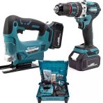 Prohummer PH270 Akülü Kömürsüz Motor 2li Set Ayarlanabilir Dekupaj Testere ve Çelik Mandren Vidalama Matkap 36V 5ah (Mavi)